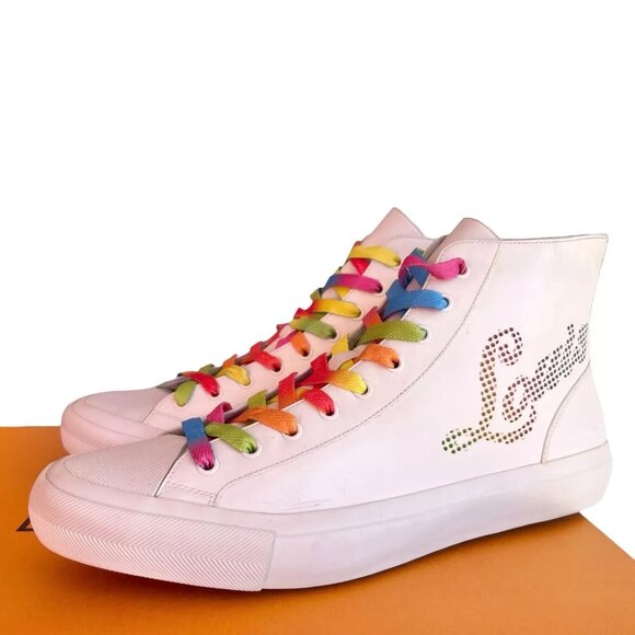 Louis Vuitton Calfskin Tattoo Sneaker Boot Shoes UK 9 US 10 Men White Multicolor main image 10